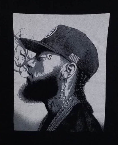 new nipsey hussle smoking unisex silkscreen t-shirt available from small-3xl women unisex rap music men hip hop rap apparel adult shirts tops