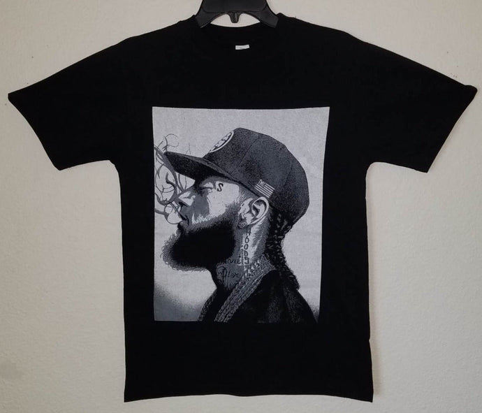 new nipsey hussle smoking unisex silkscreen t-shirt available from small-3xl women unisex rap music men hip hop rap apparel adult shirts tops