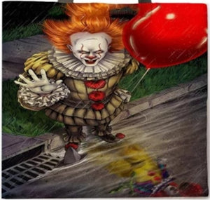 new pennywise it clown canvas tote bags image is printed on both sides women unisex tote bag movie men horror apparel handbags