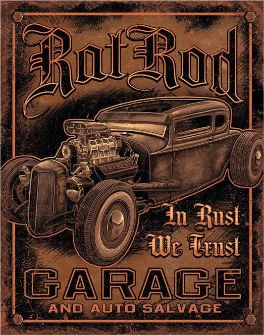 New ’Rat Rod Garage’ Man Cave Shop Metal Sign. 12.5’’W x 16’’H. - Metal Sign