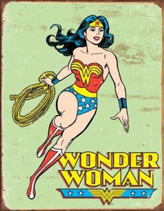new retro wonder woman superhero dc comic wall art metal sign 12.5width x 16height women tv patriotic movie cartoon decor novelty