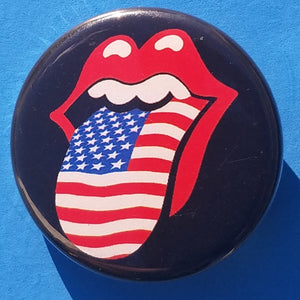 new rolling stones buttons set of 9 buttons are 1.25 inches in size set includes usa flag silver tongue on white red on black neon mexican flag flame established 1962 on black collection music classic rock