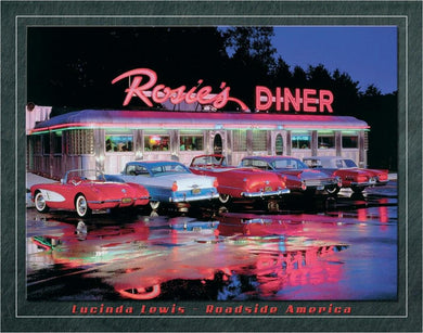 new rosies dinner a roadside america lucinda lewis collection metal sign 16width x 12.5height decor transportation rt 66 route 66 roadside america historic novelty