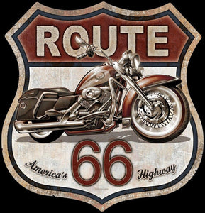 New ’Route 66 America’s Highway’ Hwy Shield Wall Décor Sign. 11’’Tall x 11 1/2’’Wide. - Metal Sign
