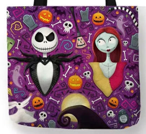 new sally jack canvas tote bags image is printed on both sides women unisex tnbc men movie apparel skellington handbags
