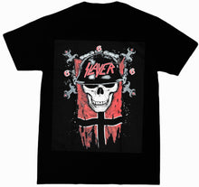 Load image into Gallery viewer, New ’Slayer - 666 Skull And Helmet’ Unisex Silkscreen T-Shirt. Available From Small-3XL. - Small - Men’s Short Sleeve
