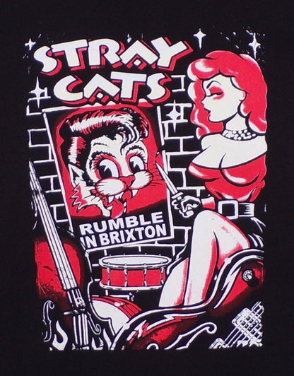 New ’Stray Cats - Rumble In Brixton’ Unisex Silkscreen T-Shirt. Available From Small-2XL. - Men’s Short Sleeve Shirt