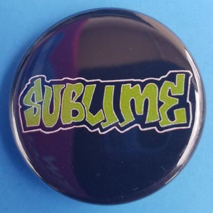 new sublime button set of 5 fashion buttons are 1.25 inches in size Set Includes Sublime Black With Green Sublime Black With Sun Sublime Sun On White Sublime LBC Orange On Black Sublime With Lou Dog music pinback