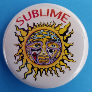 new sublime button set of 5 fashion buttons are 1.25 inches in size Set Includes Sublime Black With Green Sublime Black With Sun Sublime Sun On White Sublime LBC Orange On Black Sublime With Lou Dog music pinback
