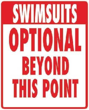 new swimsuits optional beyond this point funny backyard pool wall decor metal sign 12.5width x 16height woman wall decor unisex mom cave men man cave funny adult novelty