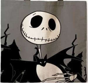 new the nightmare before christmas jack moon face canvas tote bags image is printed on both sides women unisex movie men horror apparel handbags