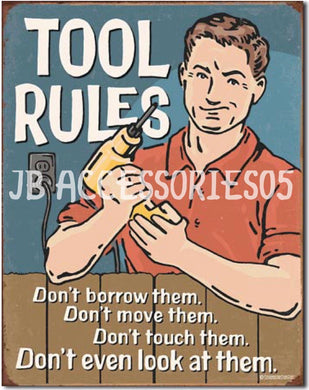 new tool rules funny man cave garage metal sign 12.5width x 16height decor man cave funny novelty