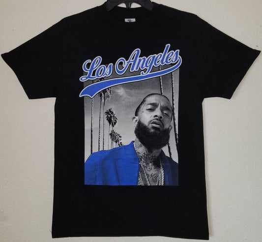 Nipsey Hussle Los Angeles portrait unisex black graphic T-shirt hip hop apparel adult sizes S-3XL