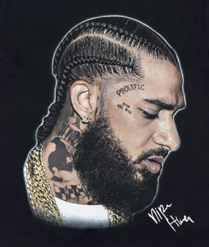 Nipsey Hussle Prolific portrait unisex black graphic T-shirt hip hop rap apparel sizes S-3XL