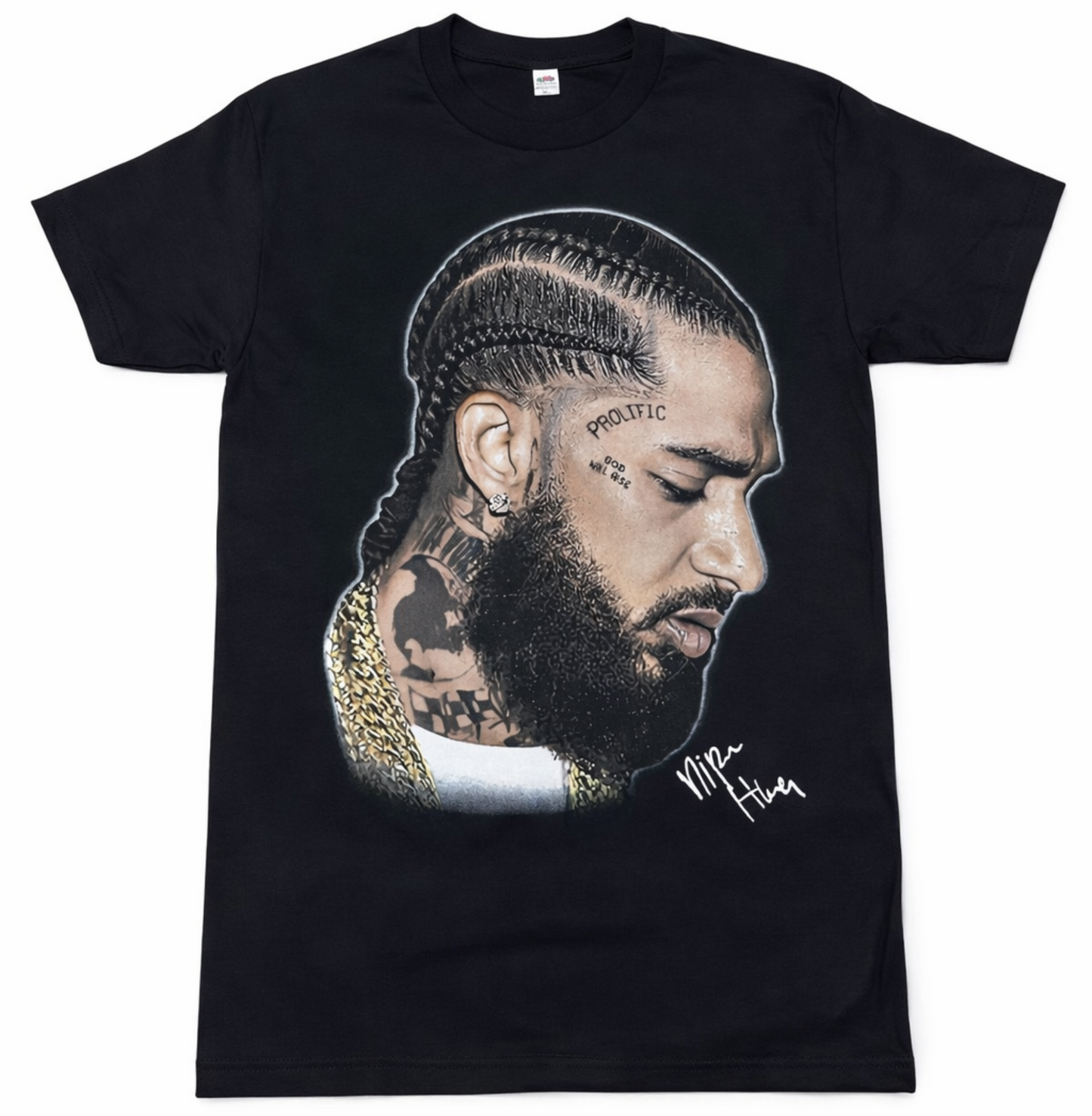 Nipsey Hussle Prolific portrait unisex black graphic T-shirt hip hop rap apparel sizes S-3XL