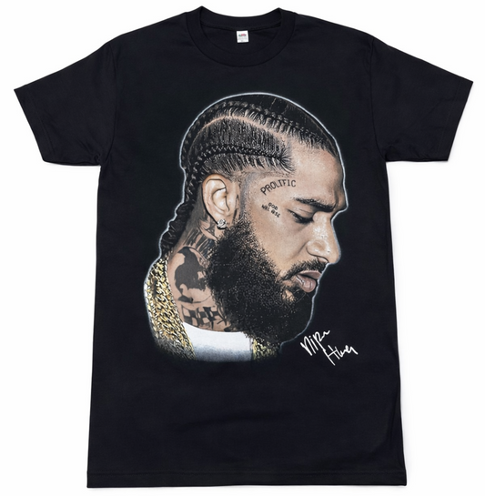 Nipsey Hussle Prolific portrait unisex black graphic T-shirt hip hop rap apparel sizes S-3XL