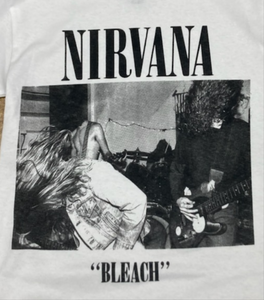 Adult Nirvana 'Bleach' Band T-Shirt featuring a bold graphic of the album cover, available in sizes Small-2XL.