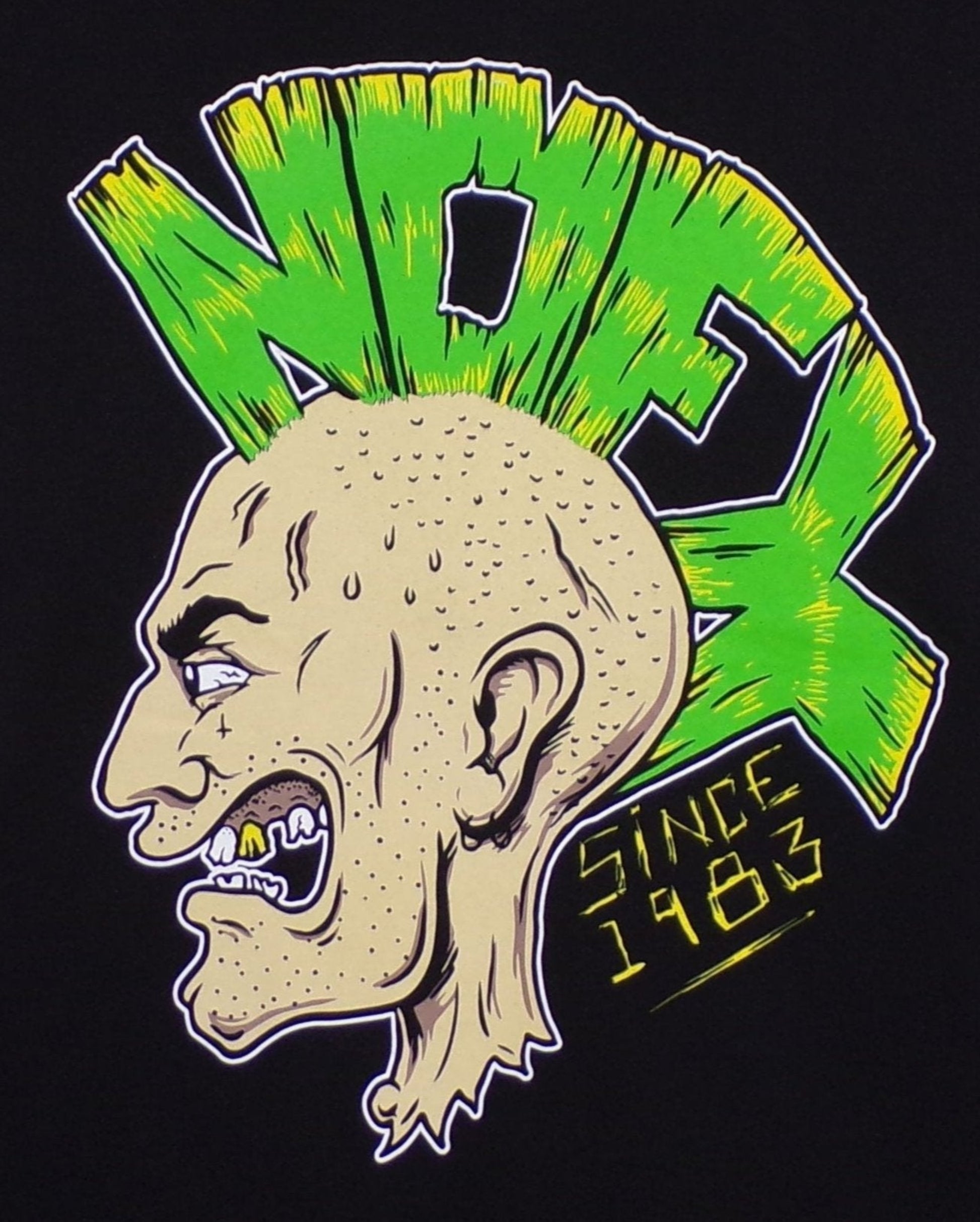 New ’NOFX Green Mohawk’ Adult Silkscreen T-Shirt. Available In Small-3XL. - Unisex Short Sleeve Shirt