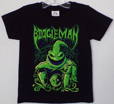 Oogie Boogie Youth Silkscreen T-Shirt featuring a vibrant design of Oogie Boogie from The Nightmare Before Christmas. Available in XS-XL.