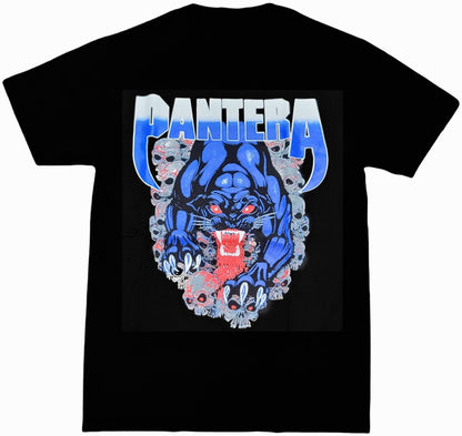 Pantera blue panther skull graphic T-shirt black unisex heavy metal band tee with bold panther and skull design sizes S-3XL