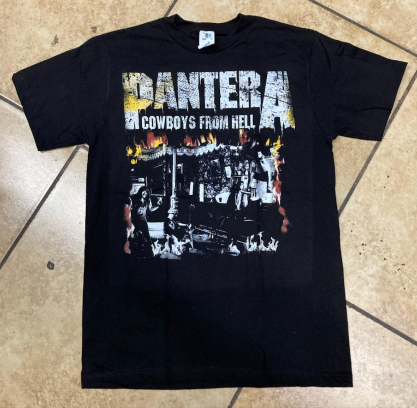 Black Pantera t-shirt featuring “Cowboys From Hell” album artwork – Unisex Silkscreen