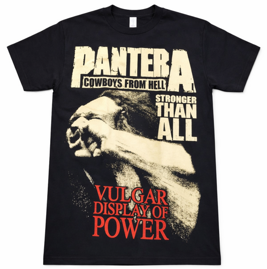 Pantera Vulgar Display Of Power Stronger Than All unisex black metal band t-shirt sizes S-3XL
