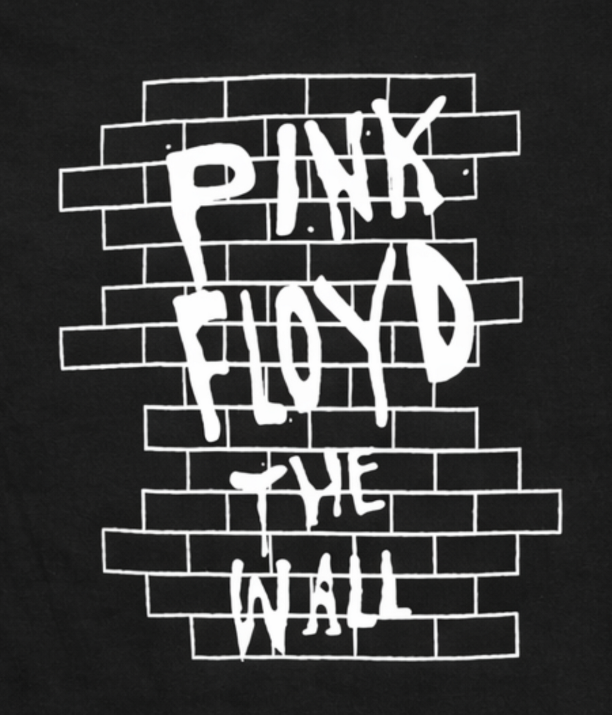 Front view of Pink Floyd The Wall graphic T-shirt featuring brick wall design printed in silkscreen on black cotton tee
