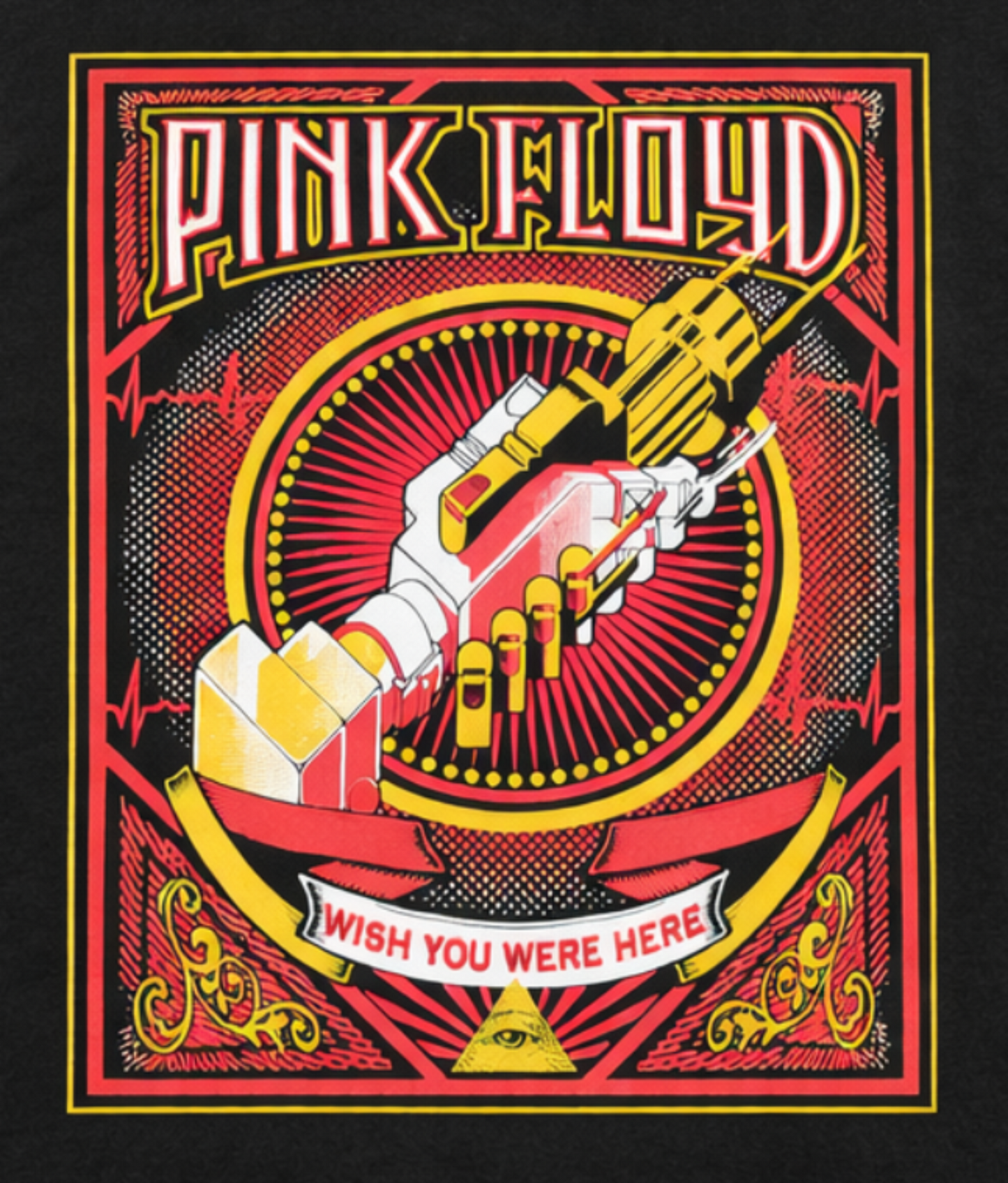 Pink Floyd Wish You Were Here handshake graphic t-shirt black unisex classic rock band tee sizes S-3XL