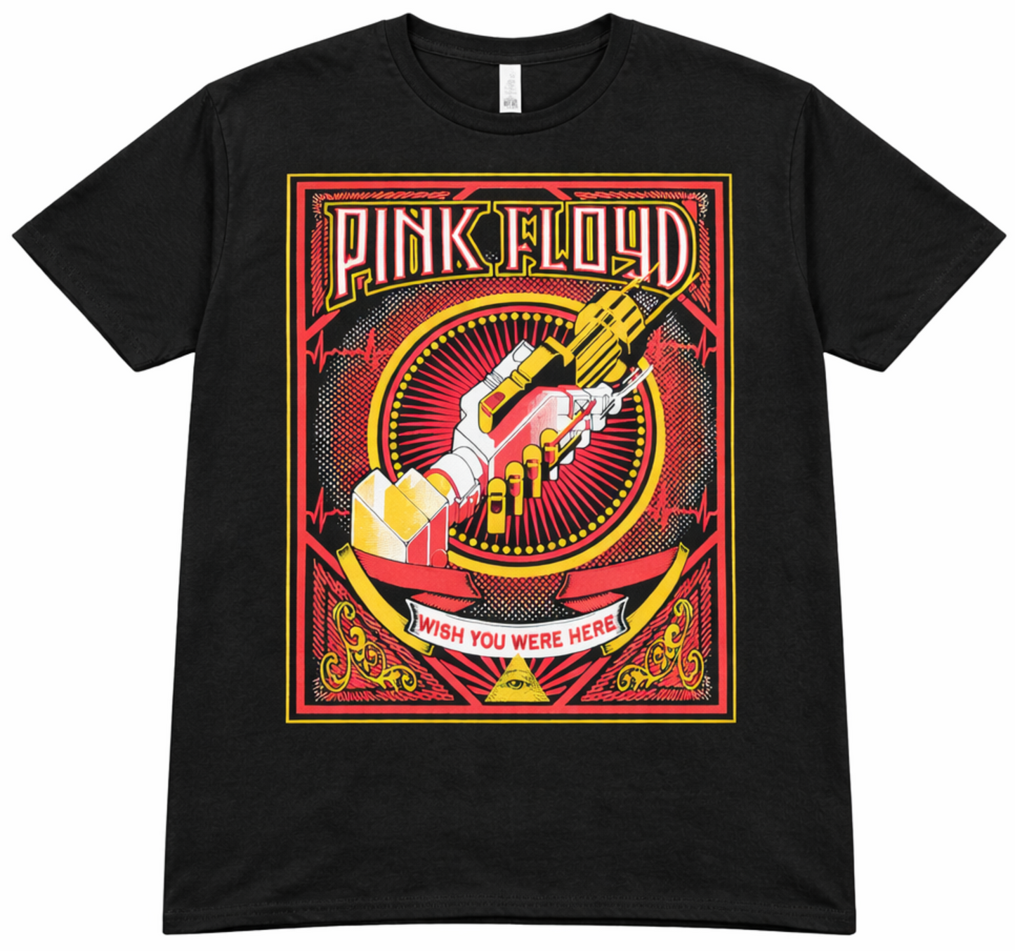 Pink Floyd Wish You Were Here handshake graphic t-shirt black unisex classic rock band tee sizes S-3XL