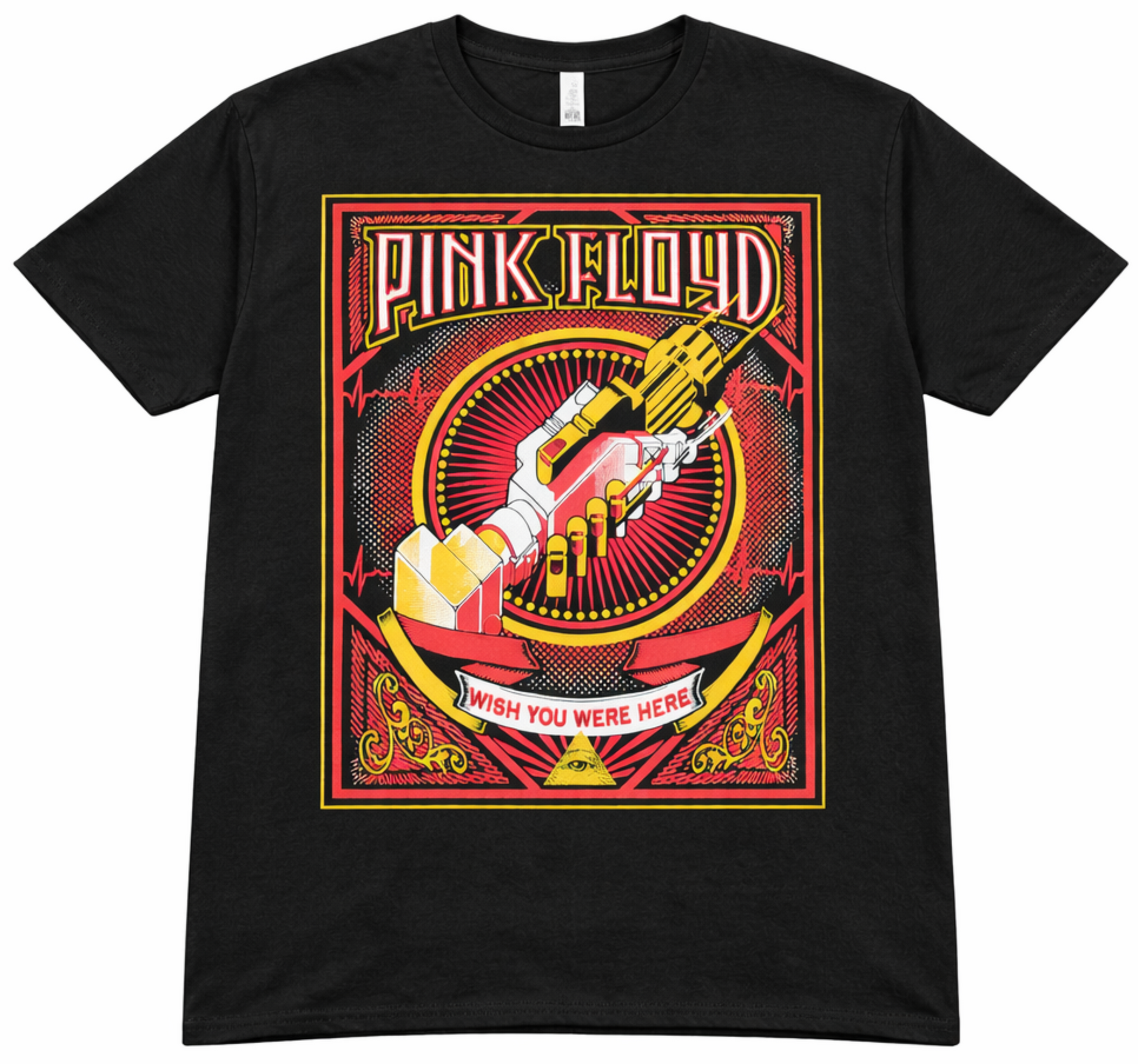 Pink Floyd Wish You Were Here handshake graphic t-shirt black unisex classic rock band tee sizes S-3XL