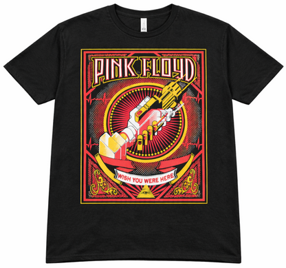 Pink Floyd Wish You Were Here handshake graphic t-shirt black unisex classic rock band tee sizes S-3XL