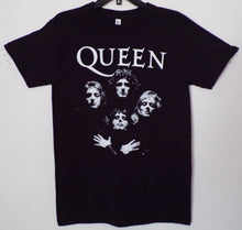 Load image into Gallery viewer, A unisex silkscreen t-shirt featuring bold artwork inspired by Queen&#39;s iconic &quot;Bohemian Rhapsody&quot; song. The design captures the vibrant energy of the classic anthem, perfect for rock fans. Available in sizes Small-2XL.









