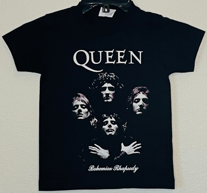 Queen 'Bohemian Rhapsody' Youth Silkscreen T-Shirt. Featuring bold design inspired by the iconic song. Available in XS-XL.
