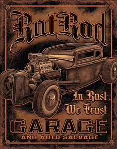 New "Rat Rod Garage" Man Cave Shop Metal Sign. 12.5"W x 16"H.