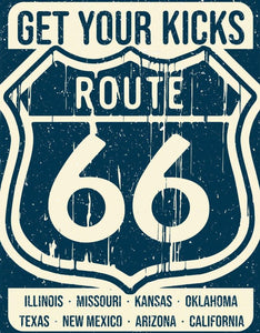 New "Get Your Kicks Route 66" Man Cave Wall Art, Metal Sign 12.5"W x 16"H.