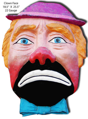 Sad Clown Face Laser Cut Metal Sign – 22 gauge steel, made in the U.S.A.
