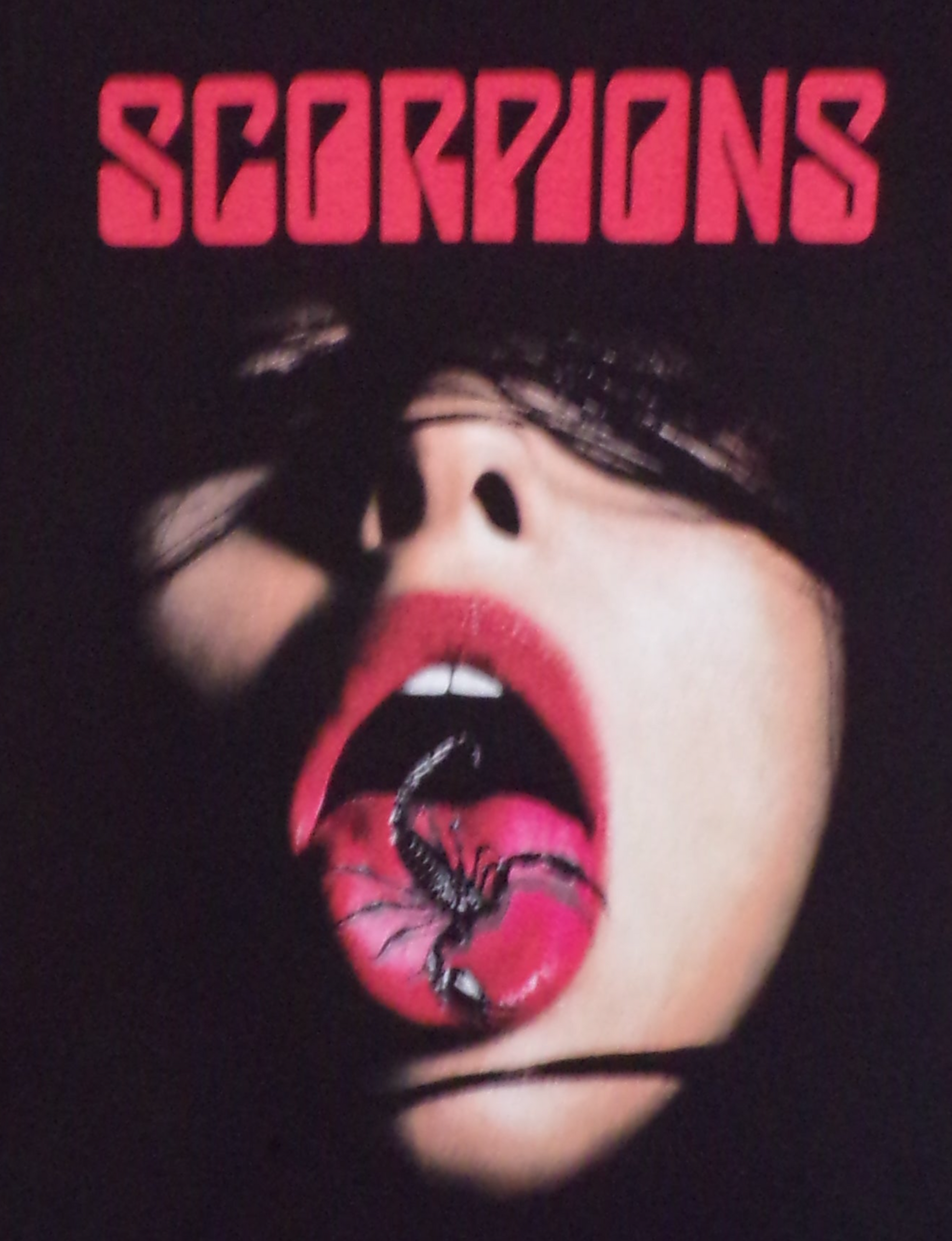 ’Scorpions Girl With Scorpion On Tongue’ Adult Unisex Band Silkscreen T-Shirt. Available From Small-3XL. -