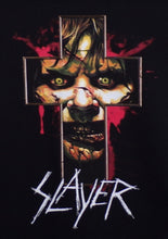 Load image into Gallery viewer, New ’Slayer - Cross With Exorcist Girl’ Unisex Silkscreen T-Shirt. Available From Small-3XL. - Men’s Short Sleeve Shirt
