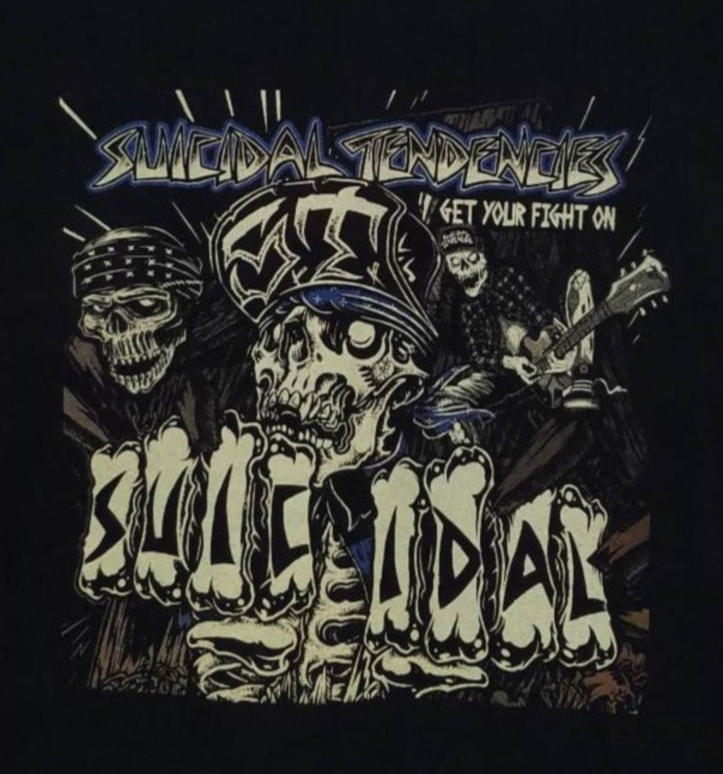 Suicidal Tendencies Get Your Fight On skull graphic T-shirt black unisex punk band tee sizes S-3XL