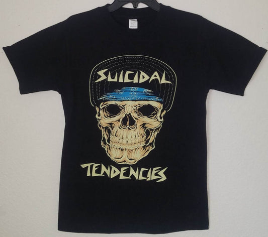 Suicidal Tendencies skull bandana graphic T-shirt black unisex punk band tee with flipped bandana skull design sizes S-3XL