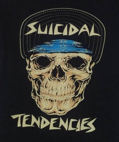 Suicidal Tendencies skull bandana graphic T-shirt black unisex punk band tee with flipped bandana skull design sizes S-3XL