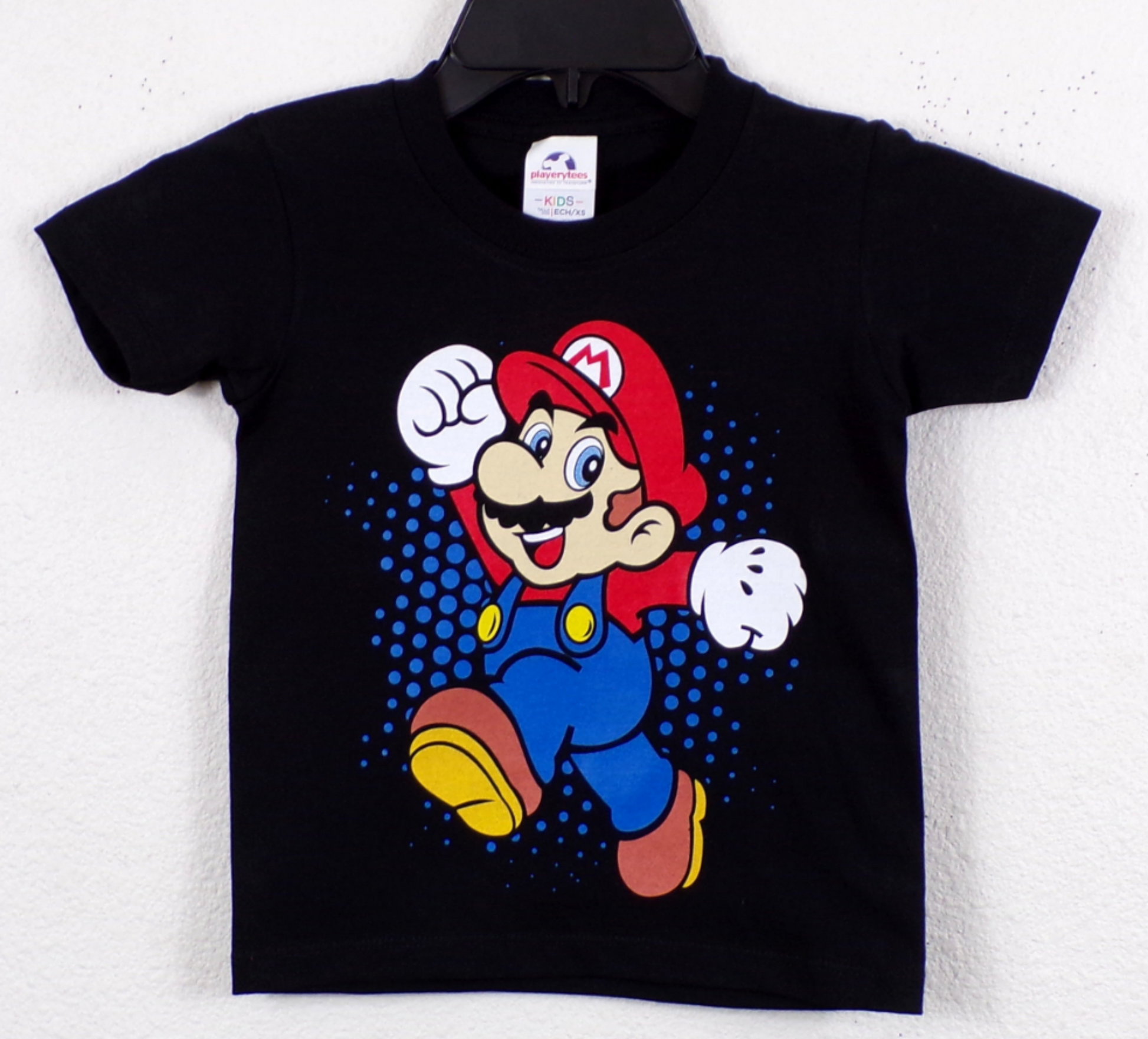 Super Mario kids cotton tee – unisex silkscreen print, classic Nintendo character design.