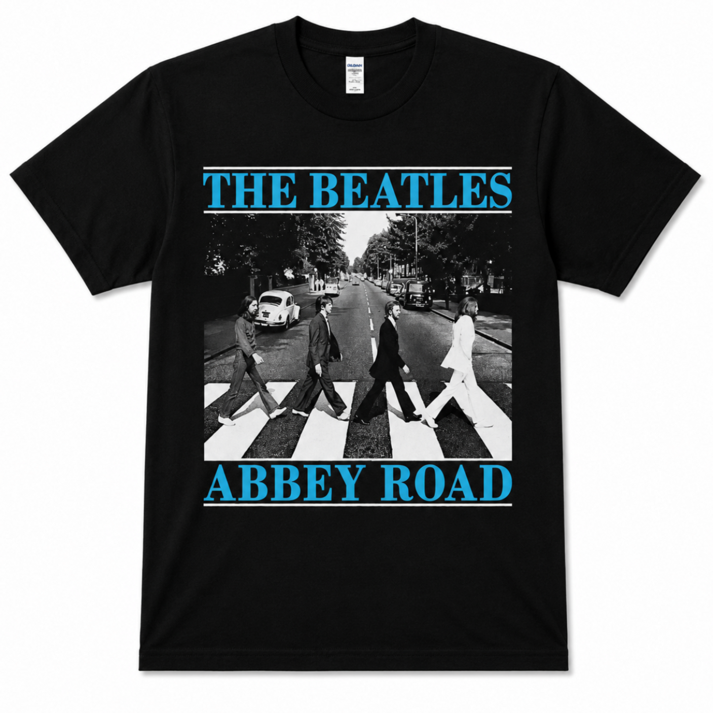 The Beatles Abbey Road graphic T-shirt showing band crossing street outside EMI Studios 1969 unisex sizes S–3XL