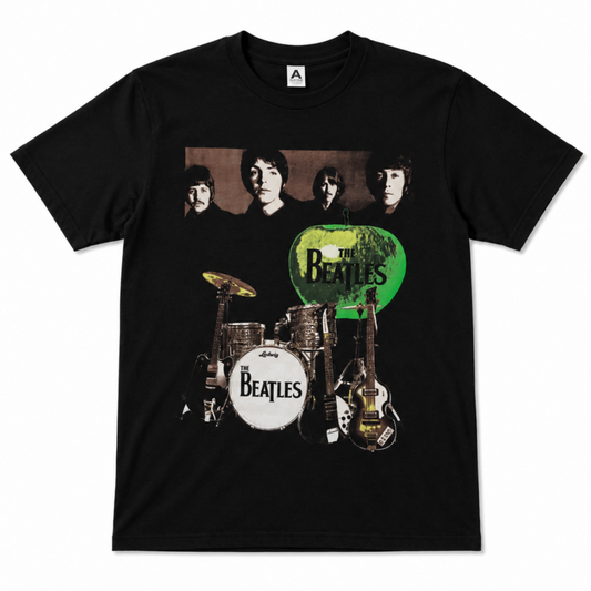 The Beatles green apple collage graphic T-shirt with Apple Records logo and band design unisex sizes S–3XL