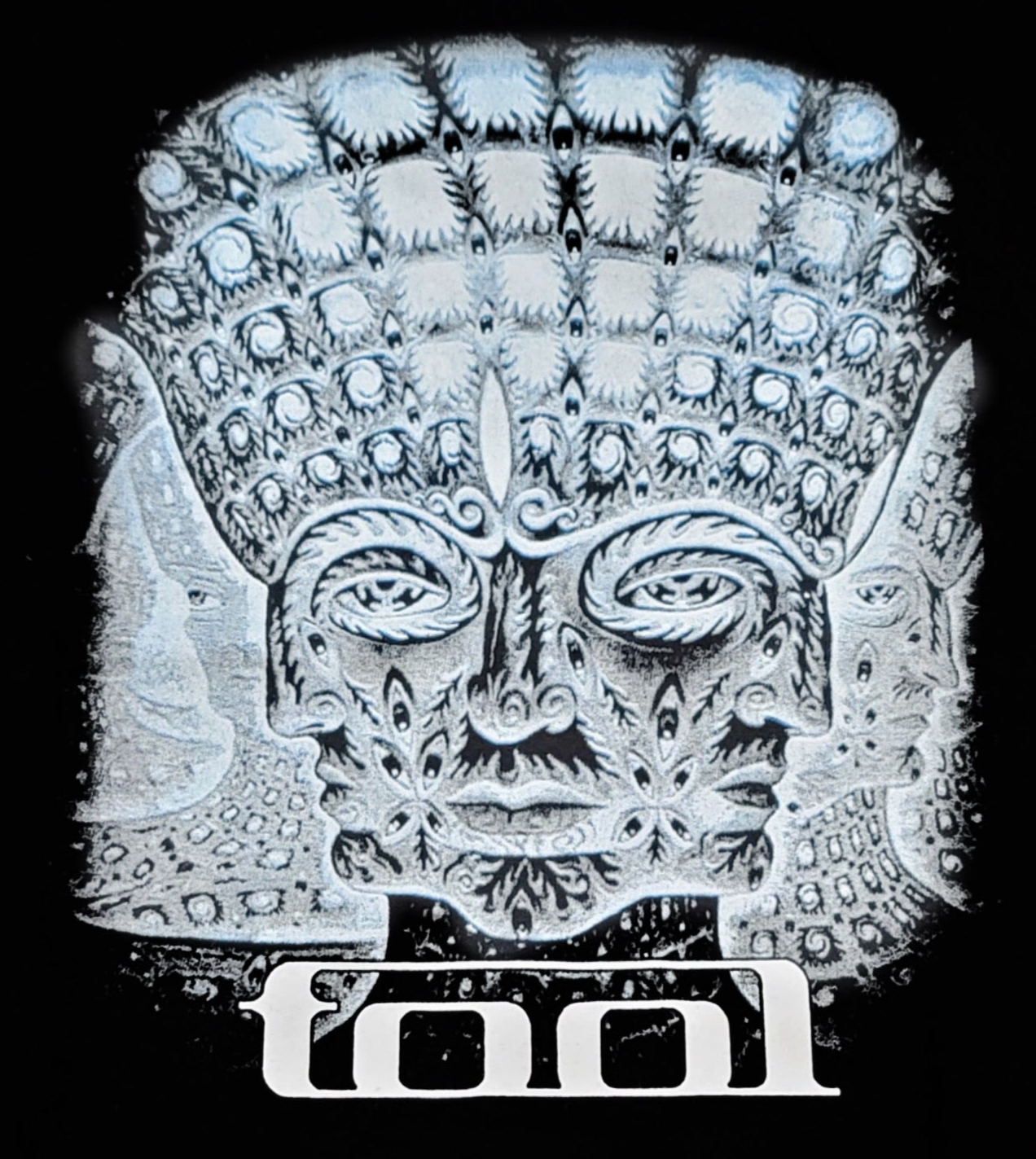 Tool 10,000 Days face graphic T-shirt with monochrome metal design unisex sizes S–3XL