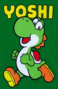 Youth Yoshi silkscreen T-shirt featuring a vibrant print of the iconic Yoshi character from Super Mario. Available in sizes XS-XL.