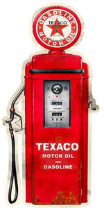 new texaco gas pump vintage looking wall decor metal sign 10.25wide x 23.5tall trucks transportation shaped signs man cave cars motor oil novelty