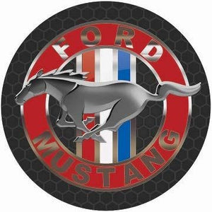 new ford mustang pony across the tri-color bars logo 15 curved metal with hemmed edges dome sign wall decor ford mustang dome sign first generation novelty