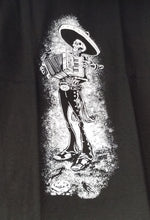 Load image into Gallery viewer, new skeleton accordion player mens silkscreen novelty tshirt available from small 2xl music mexican style men apparel adult shirts tops
