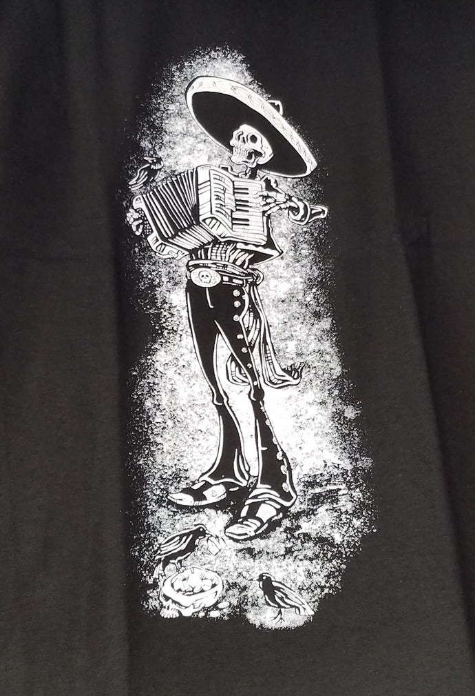 new skeleton accordion player mens silkscreen novelty tshirt available from small 2xl music mexican style men apparel adult shirts tops